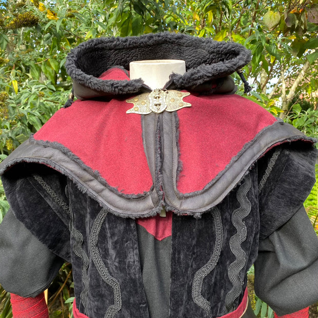 Layered Leather Hood (Red)