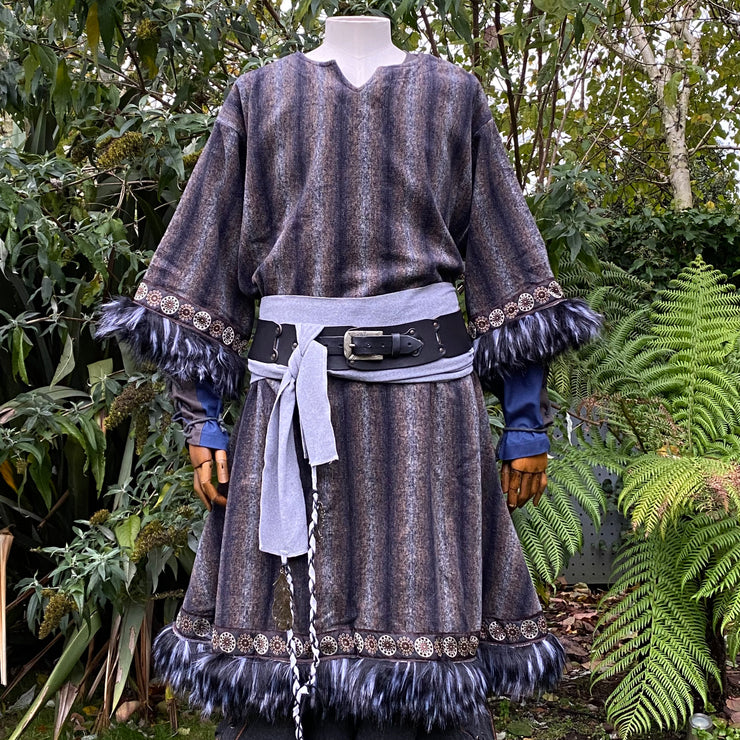 Mohair Tunic with Fur Trim (Blue)