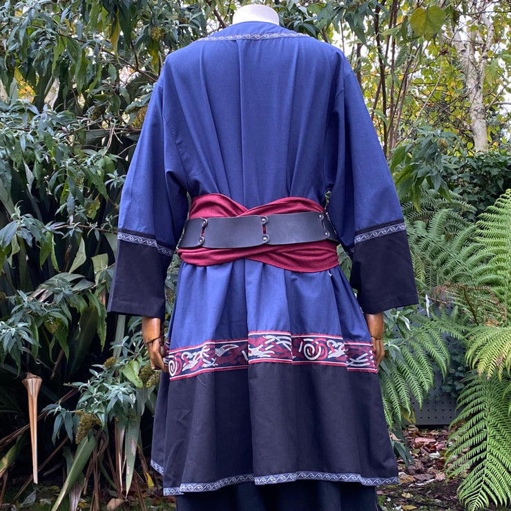 Viking Linen Tunic (Two-Tone Blue And Black)