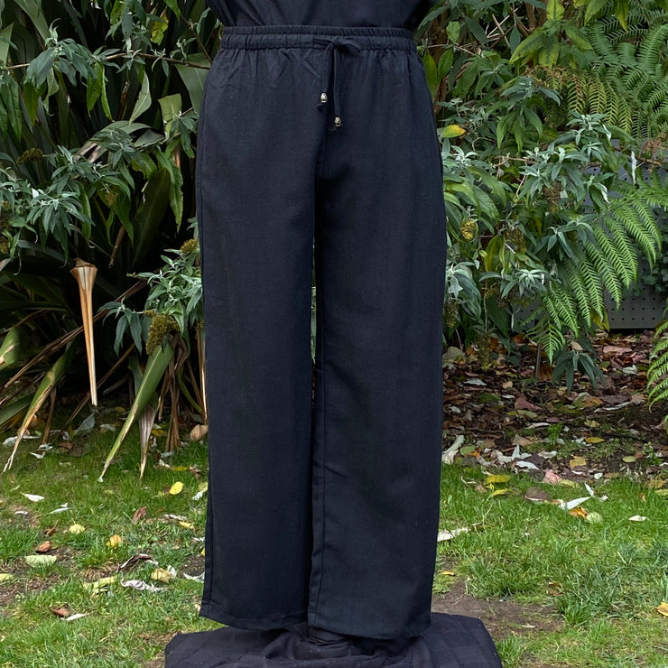 Black Wool Straight Leg LARP Trousers