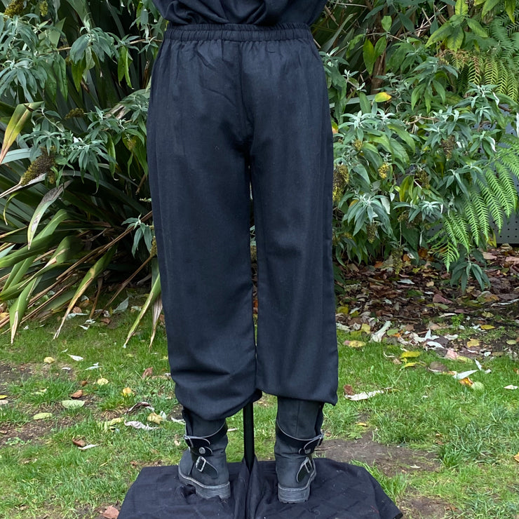 Black Wool Straight Leg LARP Trousers