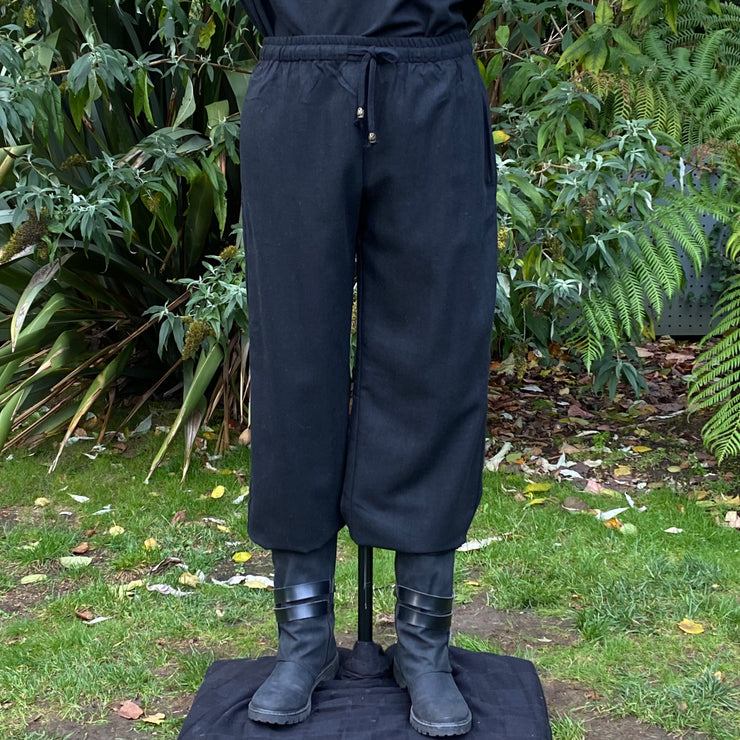 Black Wool Straight Leg LARP Trousers