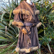 Faux Fur Trimmed Mohair Hood (Brown)