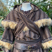 Faux Fur Trimmed Mohair Hood (Brown)