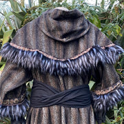 Faux Fur Trimmed Mohair Hood (Black Brown)