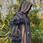 Faux Fur Trimmed Mohair Hood (Black Brown)