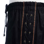 LARP Straight Leg Trousers With Side Lace And Braiding (Black Wool)