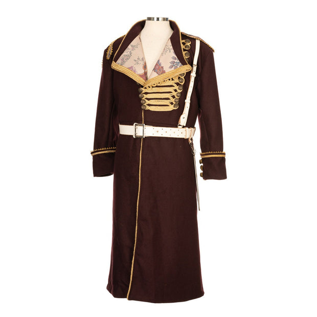 Military Pirate Coat With Elaborate Patterned Lining (Maroon)