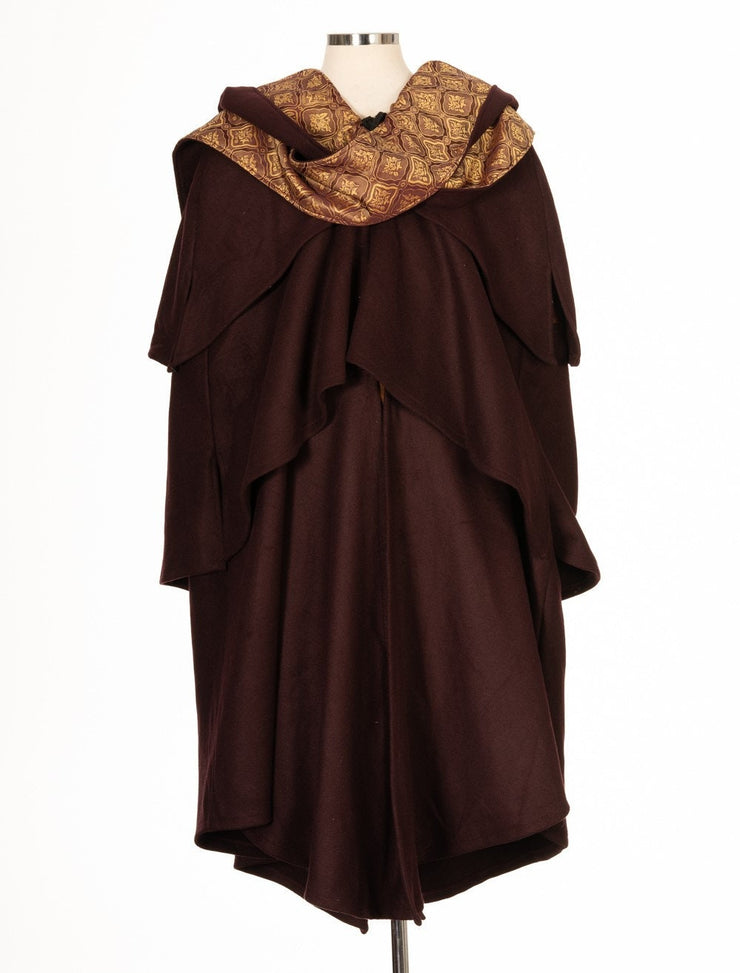 Cloak 3-Layered With Elaborate Copper/Gold Lining (Dark Red)