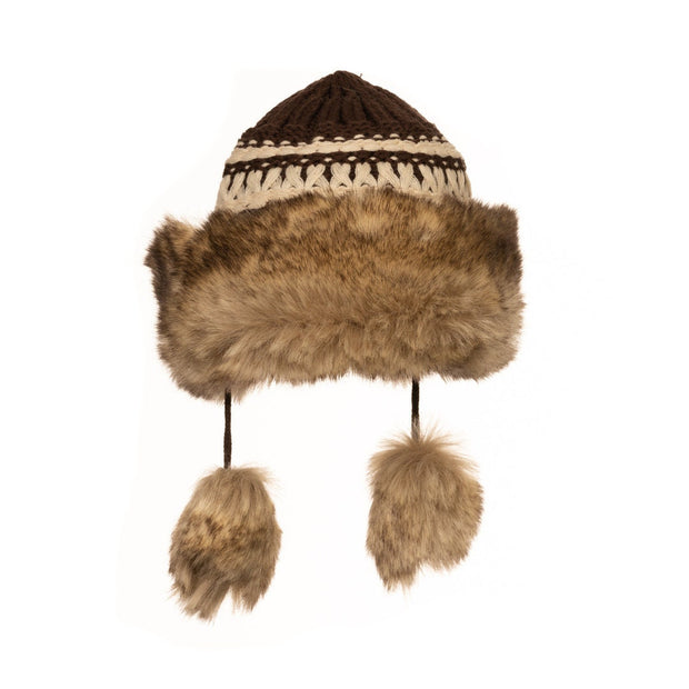 Faux Fur Viking Hat (Brown)