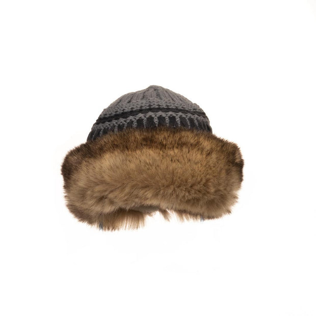 LARP Hat / Faux Fur Hat / Knitted Grey / Cosplay / Viking / LARP Costume
