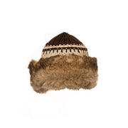 Viking Hat / Faux fur Trim / Knitted Brown / Cosplay / Viking / LARP Costume
