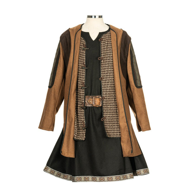 Ornate Panelled Coat (Brown)