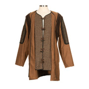 LARP Tunic With Ornate Panels and Braiding - Brown Wool