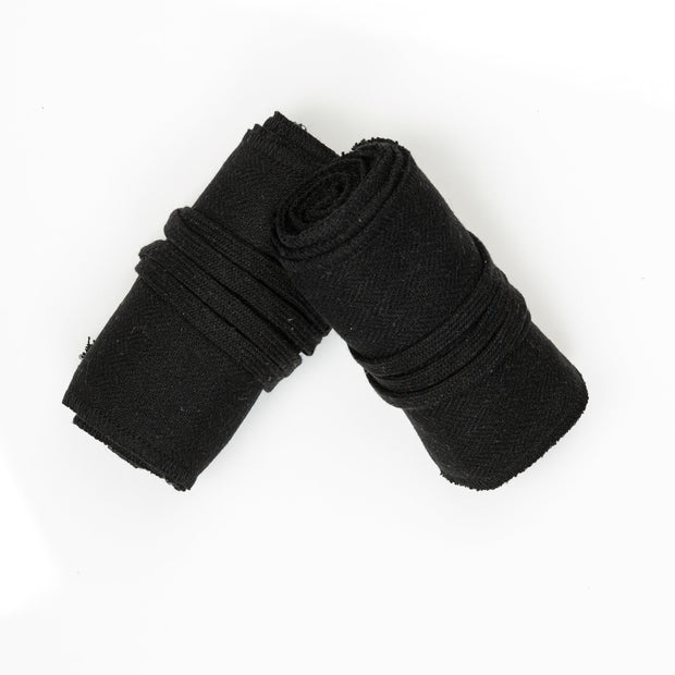 LARP Leg wraps / Puttees / Black / Medieval / Cosplay / Viking / SCA / Herringbone Wool