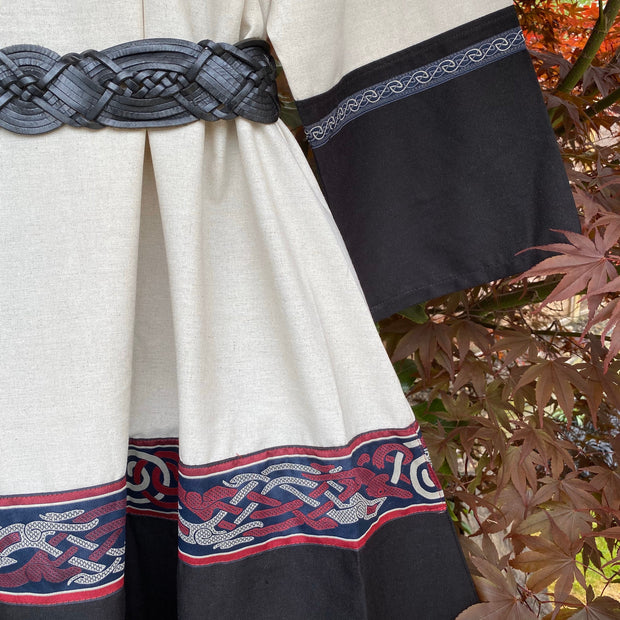Viking Tunic - Two Tone White & Black - Linen Cotton Mixture