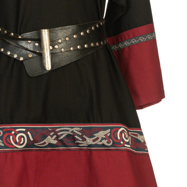 Viking Tunic - Two Tone Black & Red - Linen Cotton Mixture