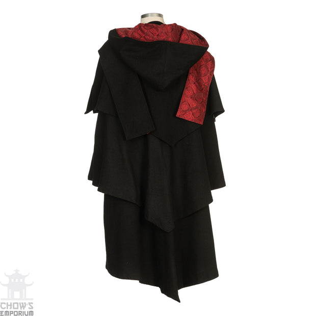 Cloak 3-Layered With Elaborate Red Lining (Black and Red)