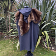 LARP Cloak / Cloak and Fur Mantle Set / Grey / LARP / Cosplay / Wool / Medieval Costume / Cape / Viking / Reversible Faux Fur Mantle
