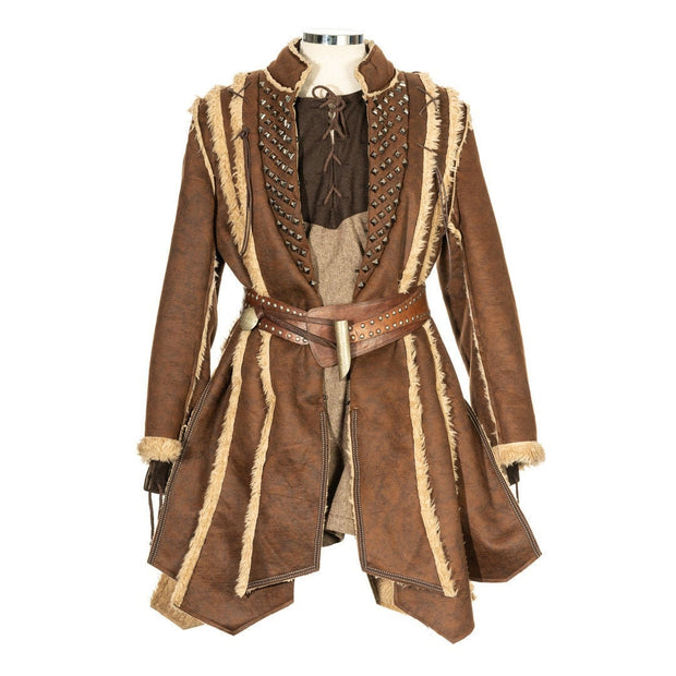 LARP Coat / Viking Leather Armor / Brown with Metal Studs / Faux Leather Fabric / Post Apocalyptic / LARP / Cosplay / Costume