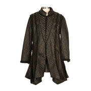 Leather Coat with Studded Panel (Black)
