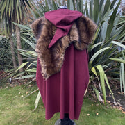 LARP Cloak / Cloak and Fur Mantle Set / Dark Red / LARP / Cosplay / Wool / Medieval Costume / Cape / Viking / Reversible Faux Fur Mantle