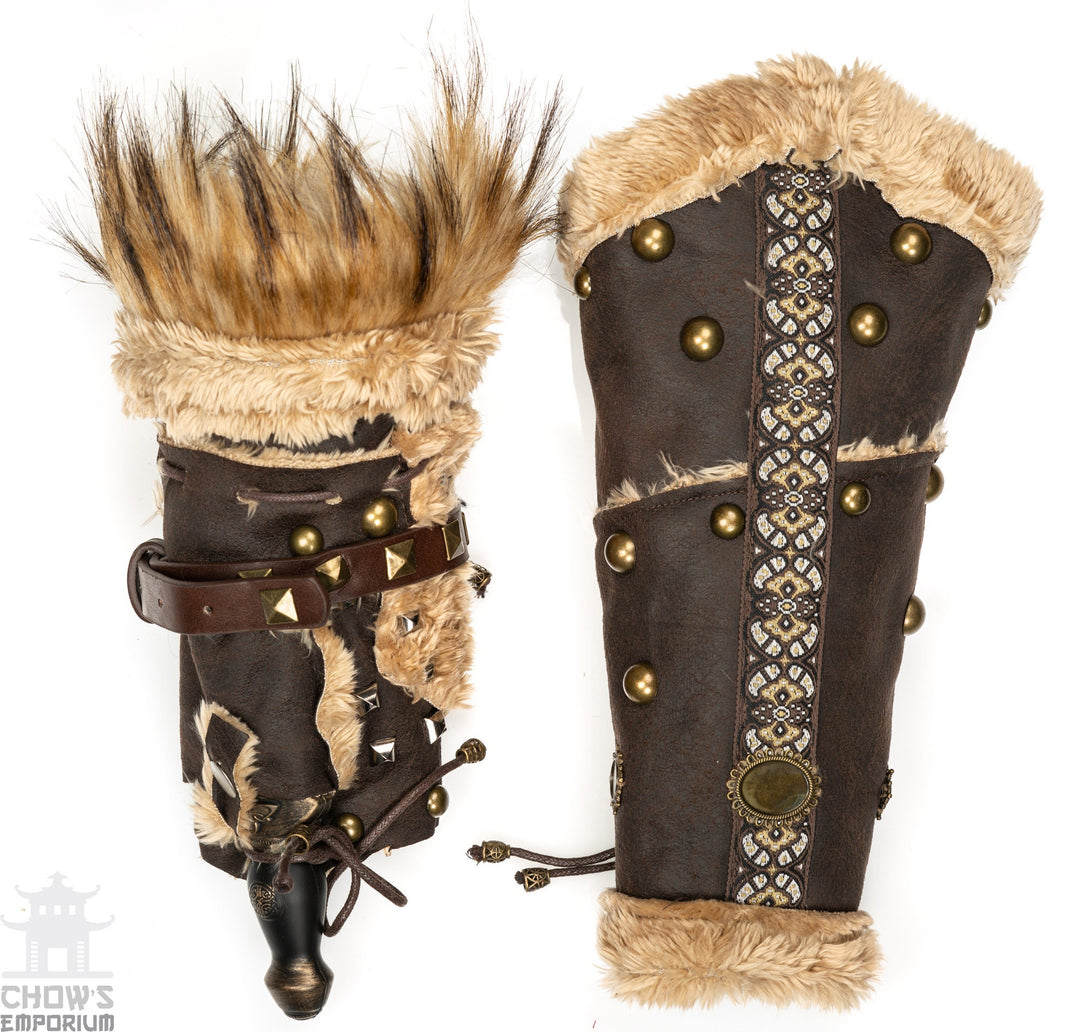 RAGNA Leather and fur Collar cheapest Festival Costumes Fantasy Steampunk Accessories Burning man Tribal Fusion Leather-wear Natural-materials