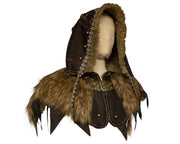 LARP Hood / Ornate Leather hood / Brown / Faux Leather / Cosplay Costume / Viking / Ranger / Archer / Wood Elf / LARP / Ren Faire