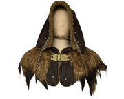 Ornate Faux Leather Hood (Brown)