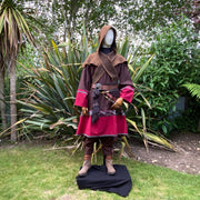 LARP Essential Basic Outfit 3 Pieces - Woodland Rogue - Tunic, Hood, Trousers (Brown & Red)