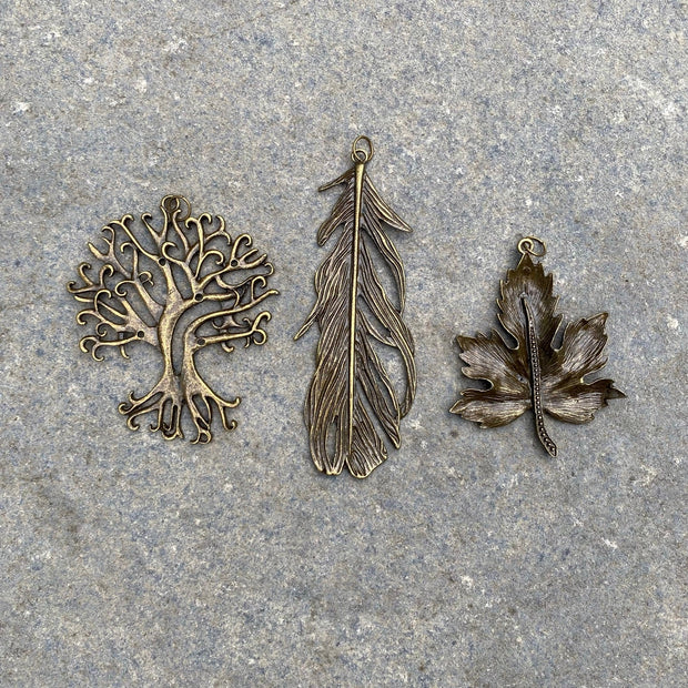 Pendant - Leaf-Shaped (Antique Brass - Pack Of 3)