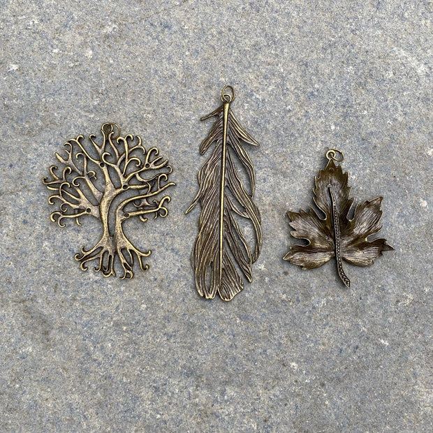 Pendant - Feather-Shaped (Antique Brass - Pack Of 3)