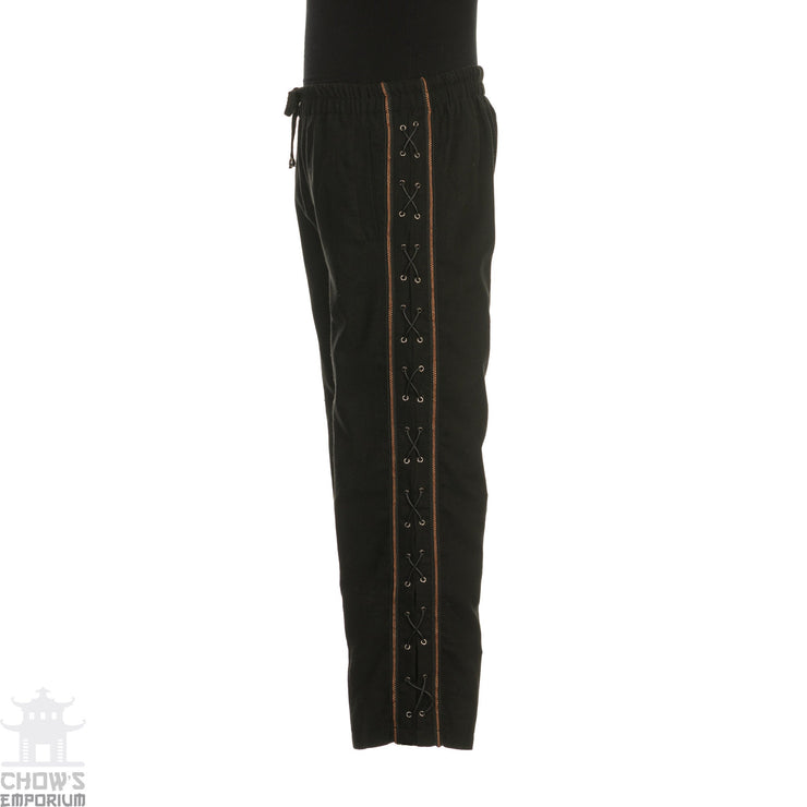LARP Trousers / Side lace / Black / Viking / Cosplay Costume / Medieval / LARP Pants