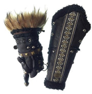 LARP Vambraces / Black / Necromancer / Mage / Shaman / Warlock / Viking / Cosplay / SCA / LARP / Costume / Faux Leather / Faux Fur