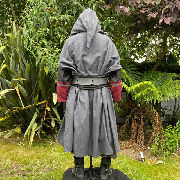 LARP Outfit 5 Pieces - Dark Mage - Grey, Black & Red