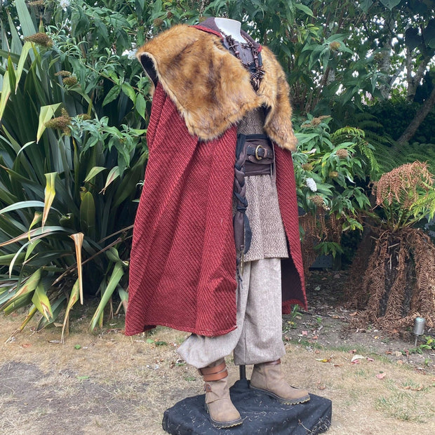 LARP Outfit 4 Pieces - Mantle, Tunic, Cloak, Trousers - Brown Red