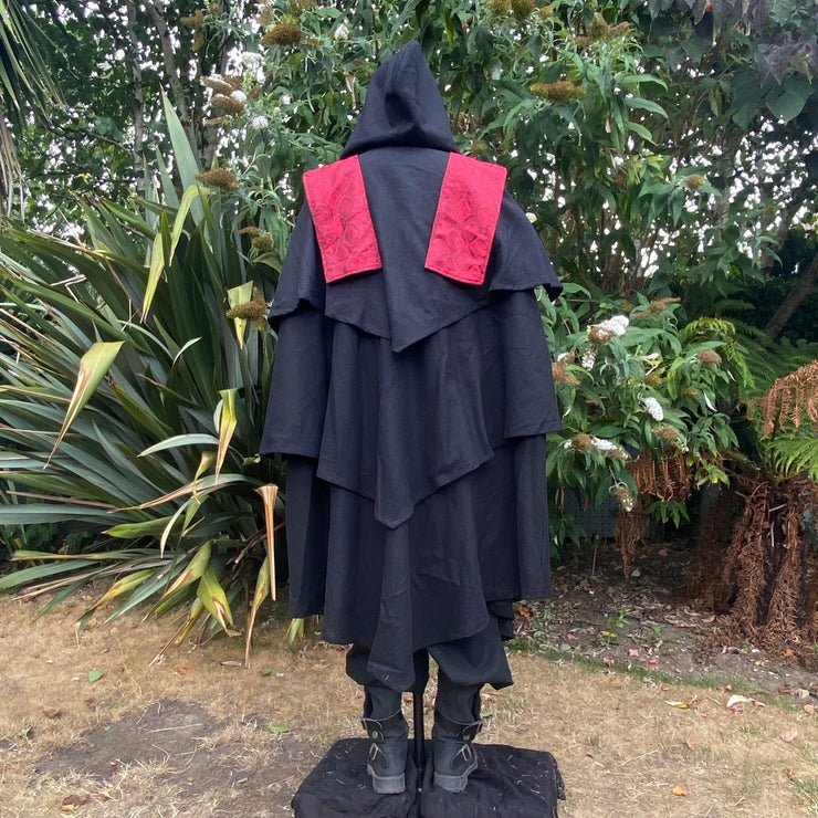 LARP Outfit 4 Pieces - Nocturnal Spellcaster - Three Layer Cloak, Shirt, Trousers, Belt