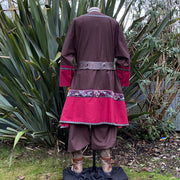 Viking Tunic - Two Tone Brown & Red - Linen Cotton