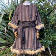 Mohair Tunic with Fur Trim (Brown)