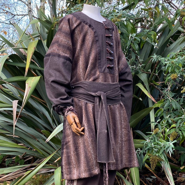LARP Outfit 2 Pieces - Viking Tunic, Sash, Two Tone Mohair (Brown)