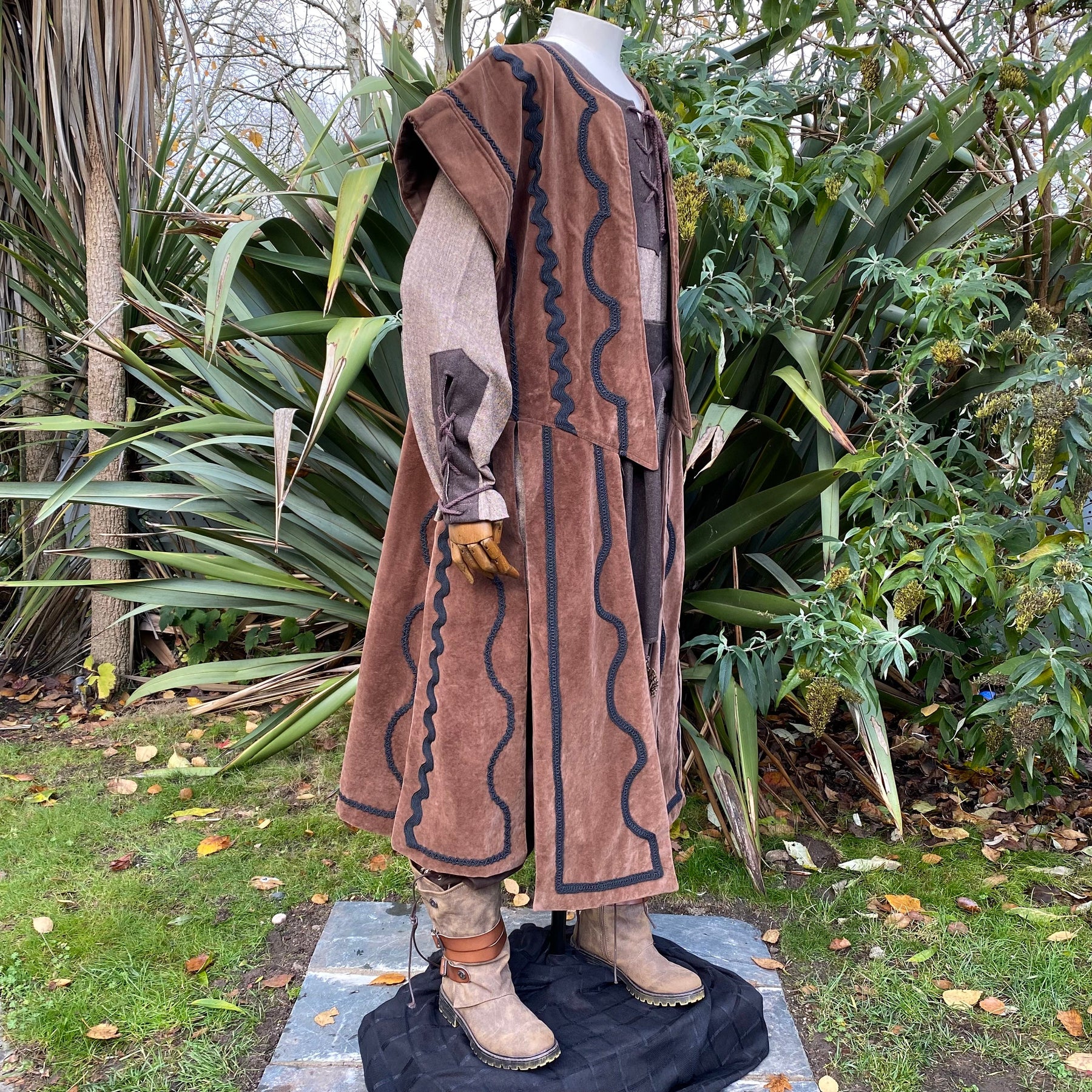 LARP Suede Effect Pannell Waistcoat with Ornate Braiding - Brown – LARP ...
