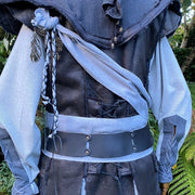 LARP Belt and Sash Set with Accessories (Black & Light Grey)